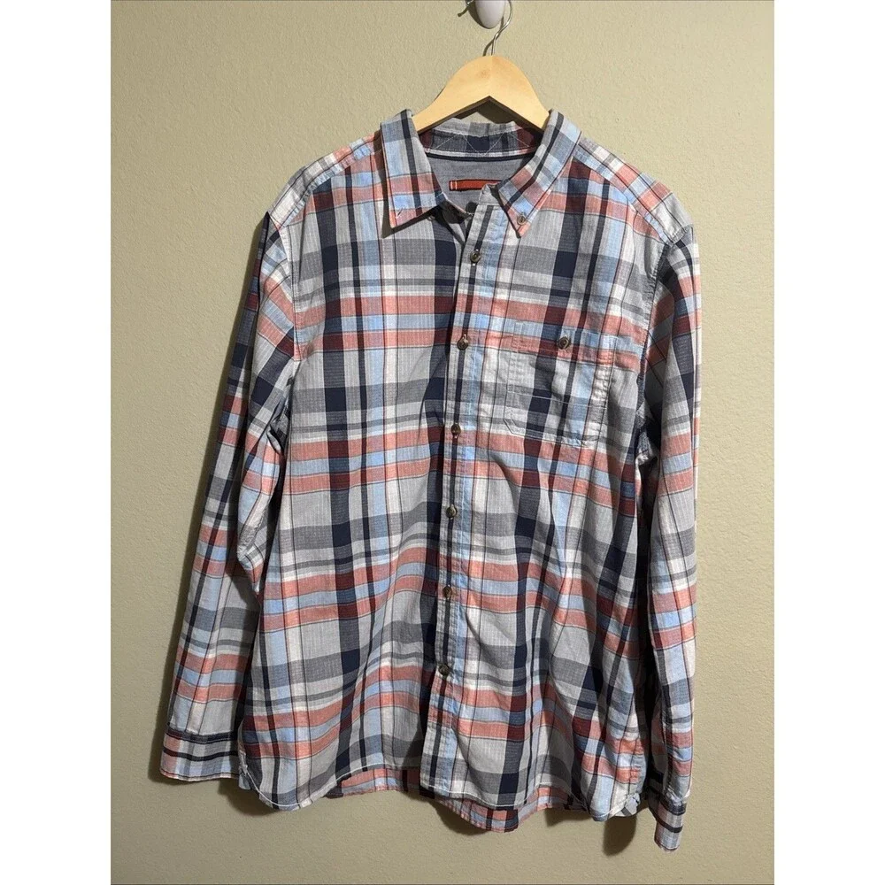 The North Face Plaid Button Down Mens XLarge Blue Red Grey Long Sleeve Shirt